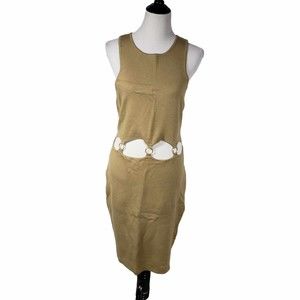 Forever 21+ Plus 3X Tan O-Ring Open Stomach Knit Sleeveless Mini Dress